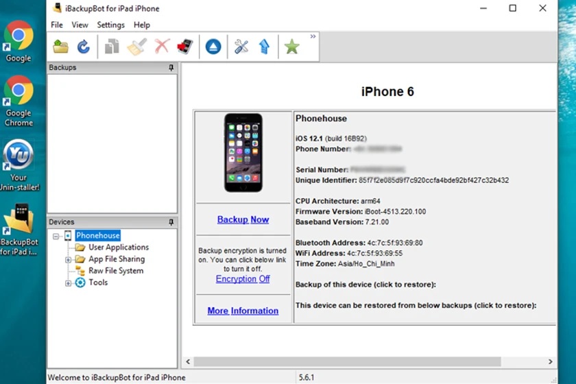 Kiểm tra tình trạng pin iPhone bằng cách sử dụng phần mềm iBackupBot