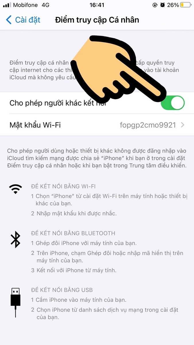 Cách xem mật khẩu Wifi qua điểm truy cập cá nhân trên iPhone