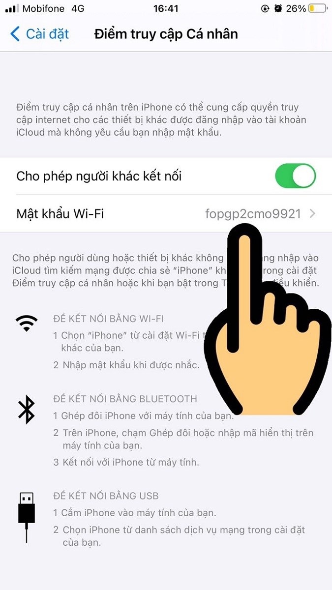 Cách xem mật khẩu Wifi qua điểm truy cập cá nhân trên iPhone