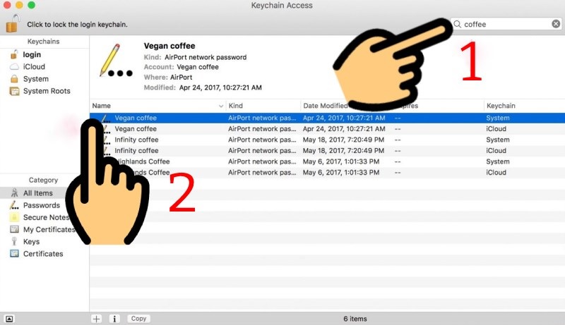 Xem mật khẩu wifi qua Macbook