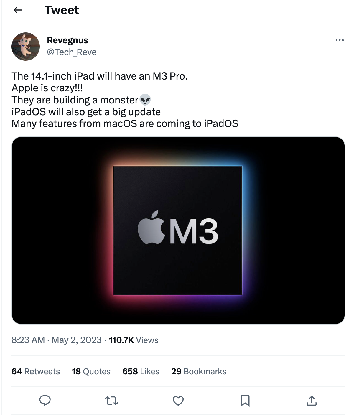 chip m3 pro trên ipad pro 14.1 inch