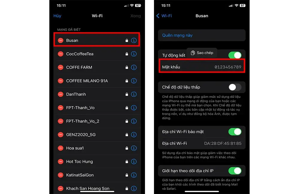 Cách xem lại mật khẩu Wi-Fi đang kết nối