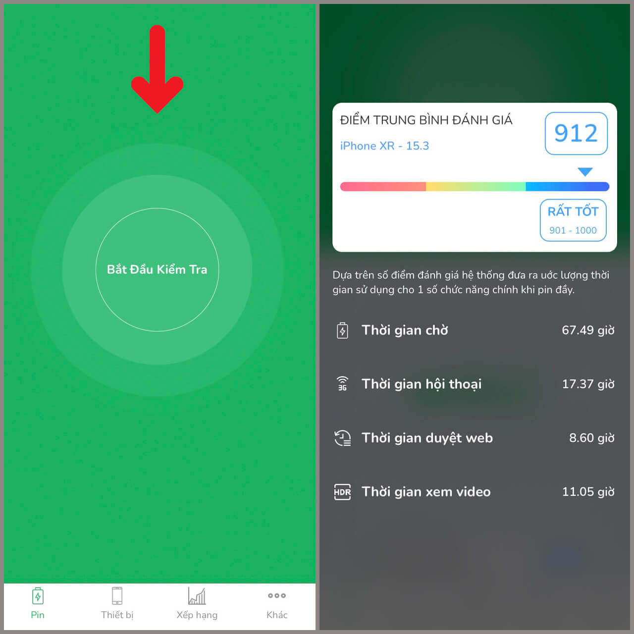 Kiểm tra dung lượng pin bằng Battery Testing