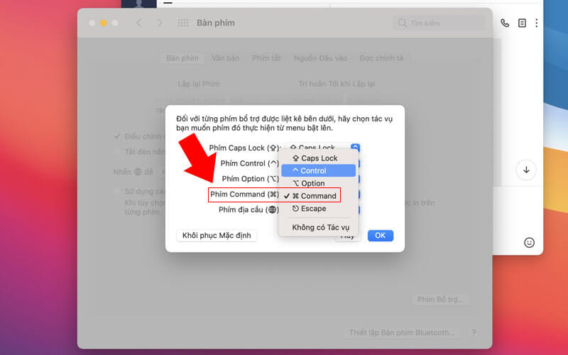 Cách đổi vị trí phím MacBook