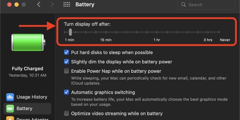 Cài đặt ngủ và thức cho màn hình Macbook