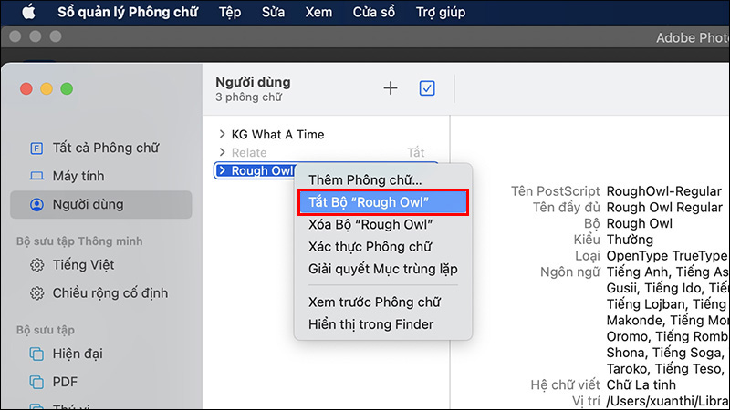 Cách bật - tắt font chữ tiếng việt trên Macbook
