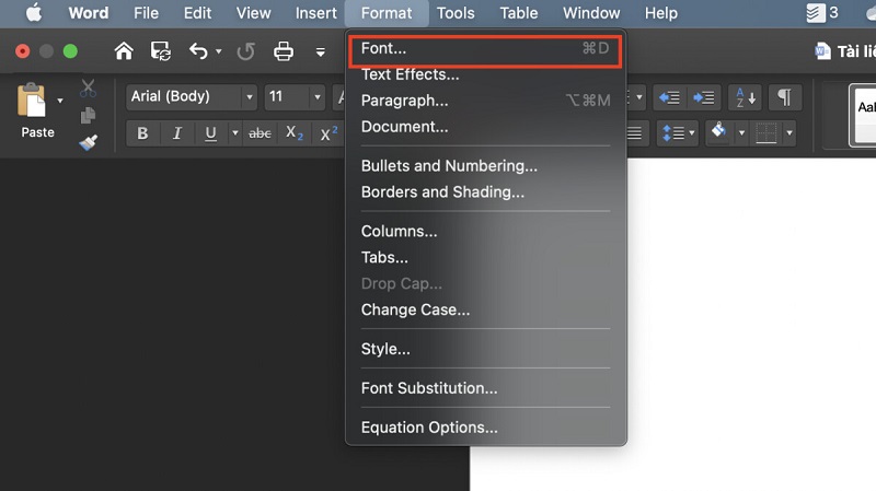 Cách cài font chữ mặc định trong word cho Macbook