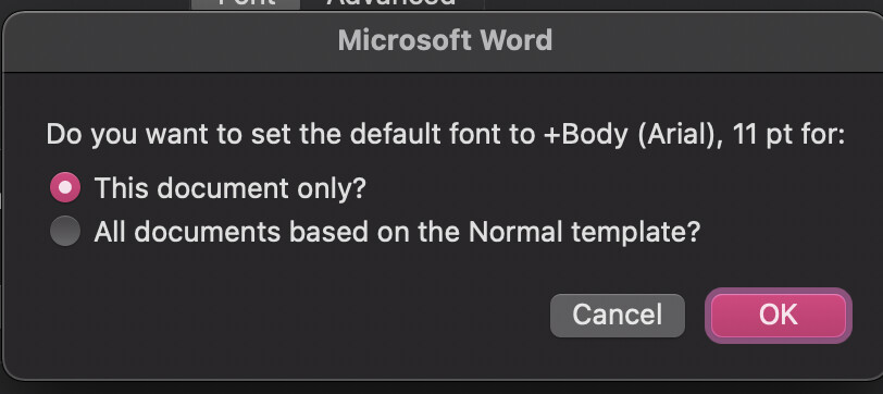 Cách cài font chữ mặc định trong word cho Macbook