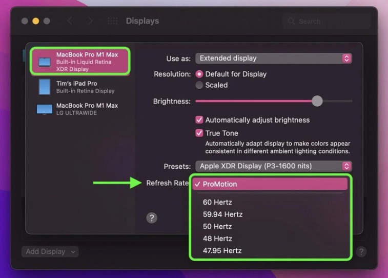 Cách kiểm tra tần số quét màn hình Macbook