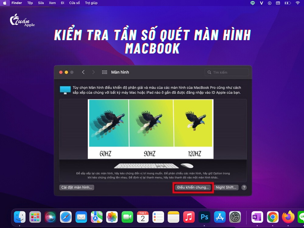 Kiểm tra tần số quét màn hình Macbook