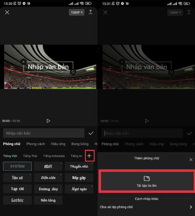 Cách thêm font chữ vào Capcut trên điện thoại