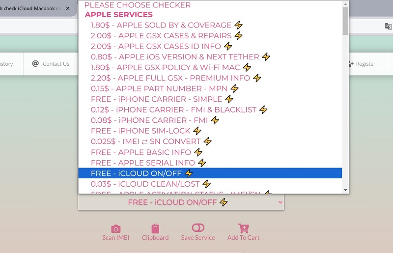 Các cách check iCloud Macbook qua SICKW