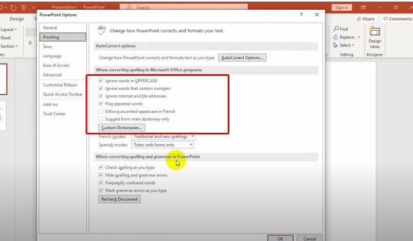 Điều chỉnh chính tả và ngữ pháp trong Powerpoint trên Macbook