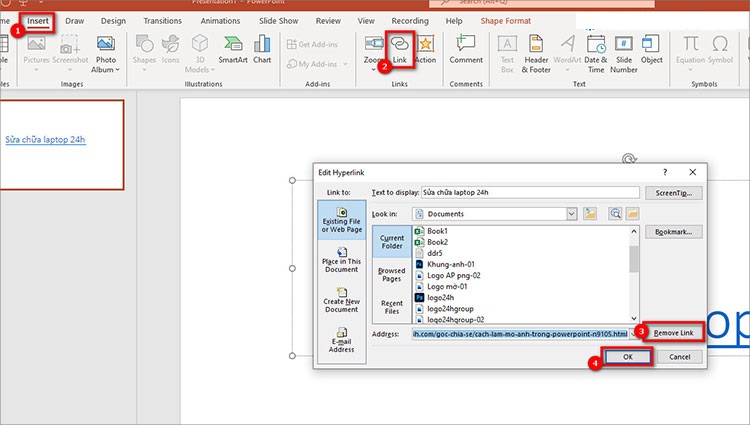 Cách tắt gạch đỏ chân khỏi siêu liên kết Hyperlink trong Powerpoint 