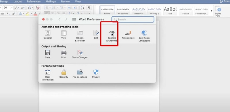 Cách bật kiểm tra chính tả trong Word trên Macbook