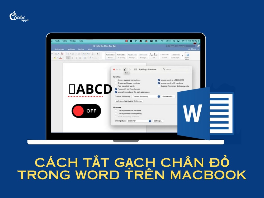 Cách tắt gạch chân đỏ trong Word trên Macbook