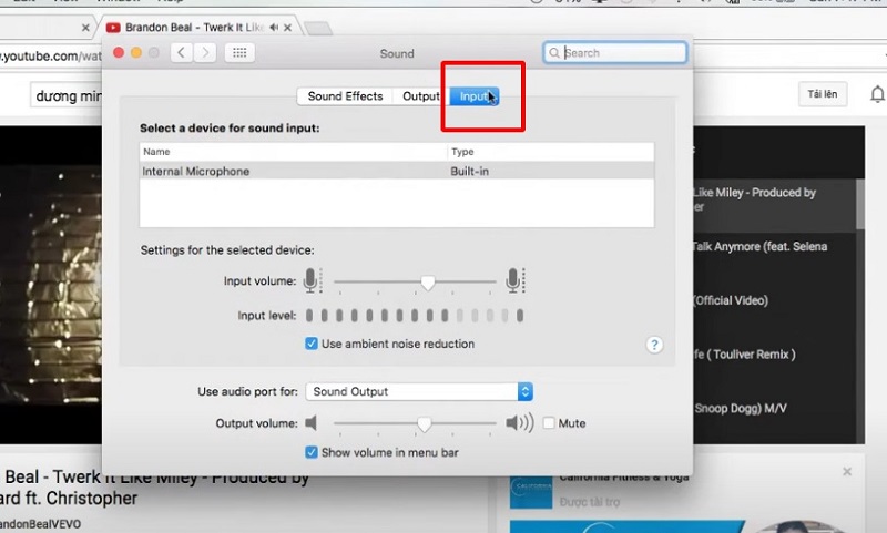 Kiểm tra các thiết bị đầu vào khắc phục MacBook không nghe được loa ngoài