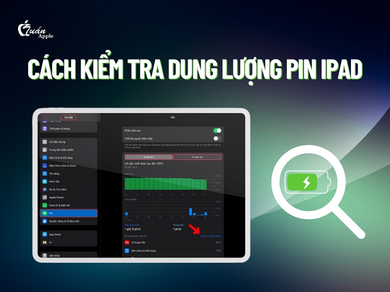 Cách kiểm tra dung lượng pin iPad, số lần sạc pin iPad