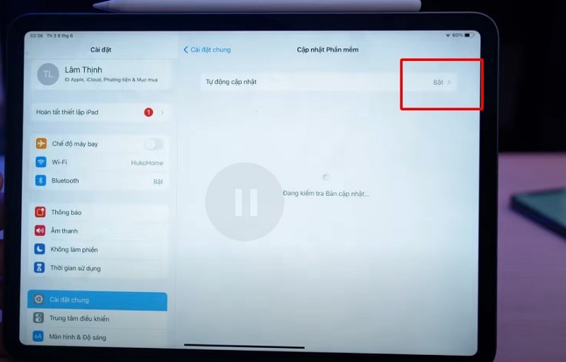 Cập nhật phiên bản phần mềm mới nhất tăng thời gian sử dụng pin iPad Air 