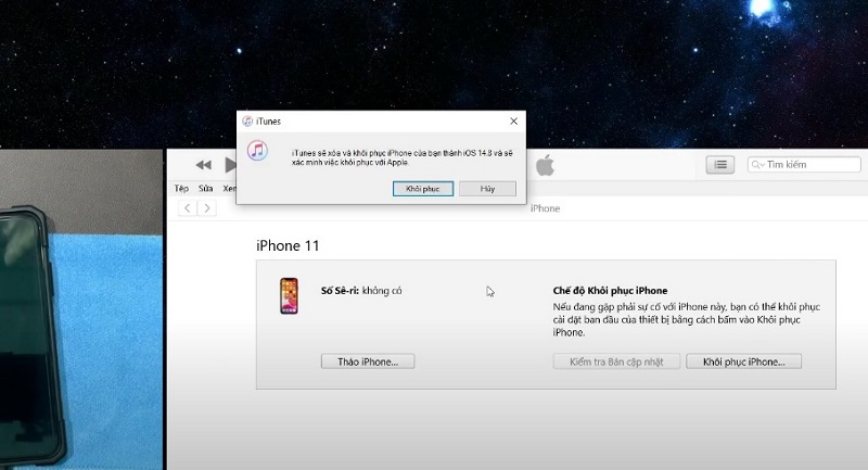 Khắc phục iPhone 11 bị đơ màn hình bằng cách khôi phục qua iTunes