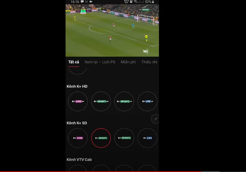 Cách xem K+ trên điện thoại iPhone bằng ứng dụng TV360