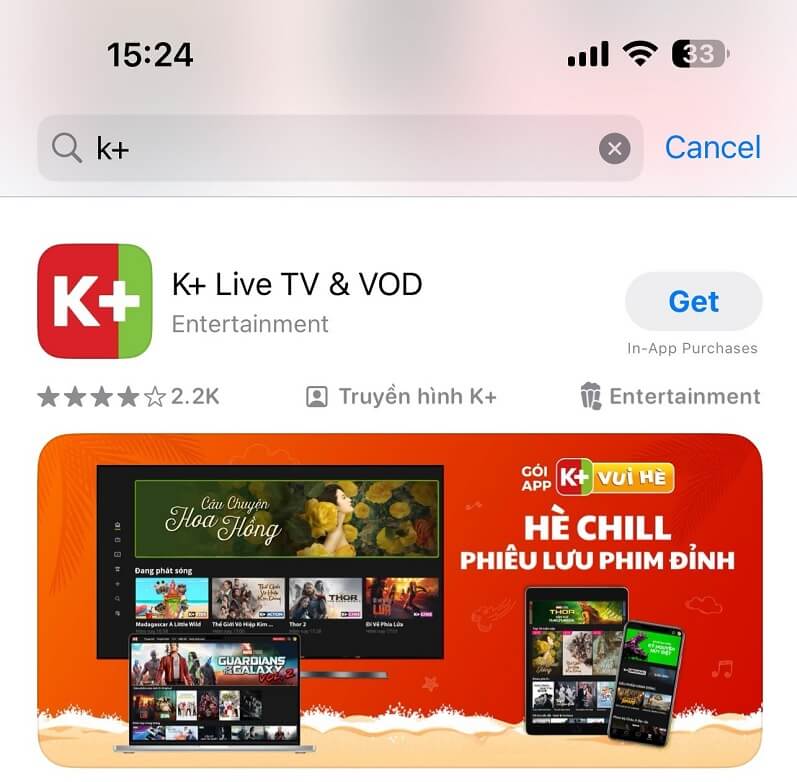 Cách xem K+ trên điện thoại iPhone bằng ứng dụng K+