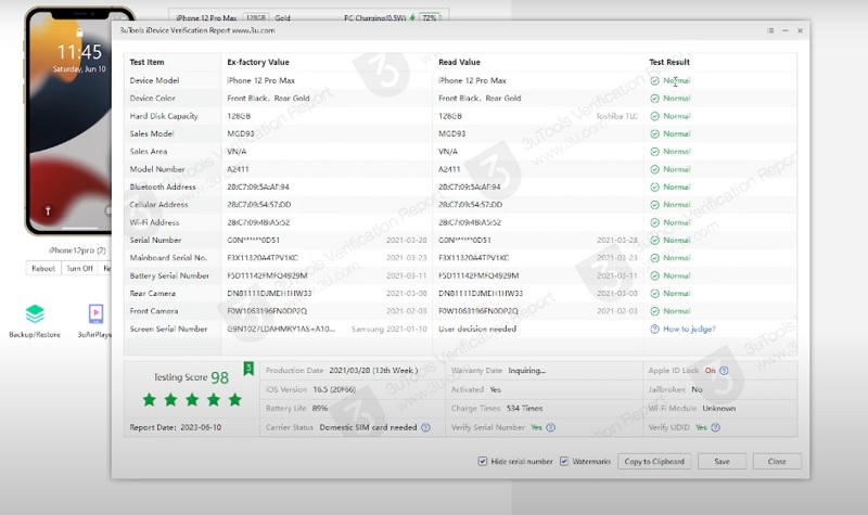 Cách khắc phục iPhone bị đen góc màn hình kiểm tra màn hình chính hãng qua 3uTools