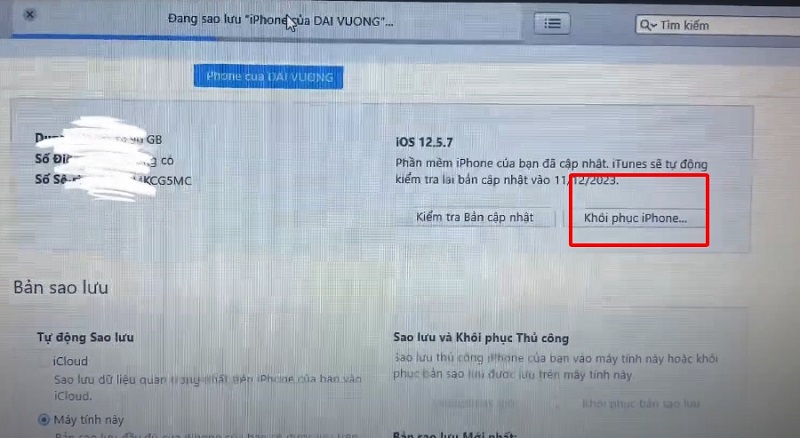 Cách khôi phục cuộc gọi đã xoá trên iPhone từ iCloud trên iTunes