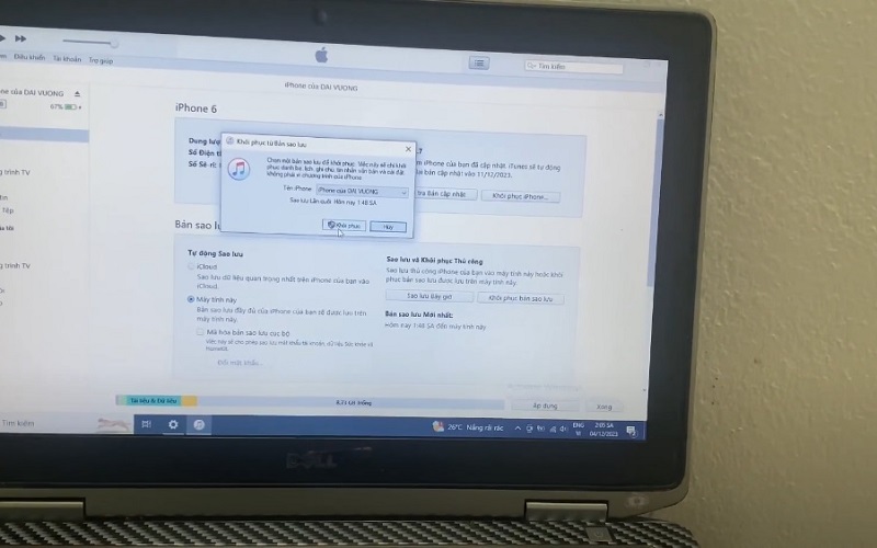 Xử lý khi iPhone bị nước vào màn hình bằng cách Restore dữ liệu