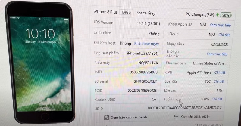 Hướng dẫn cách đọc chỉ số trên 3utools