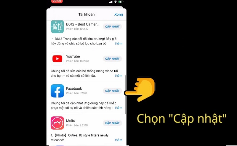 Khắc phục lỗi Facebook không load được bảng tin trên iPhone bằng cách cập nhật phiên bản Facebook mới nhất