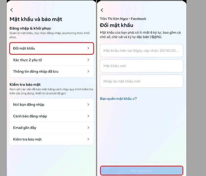 Đổi mật khẩu và đăng xuất khỏi thiết bị khác