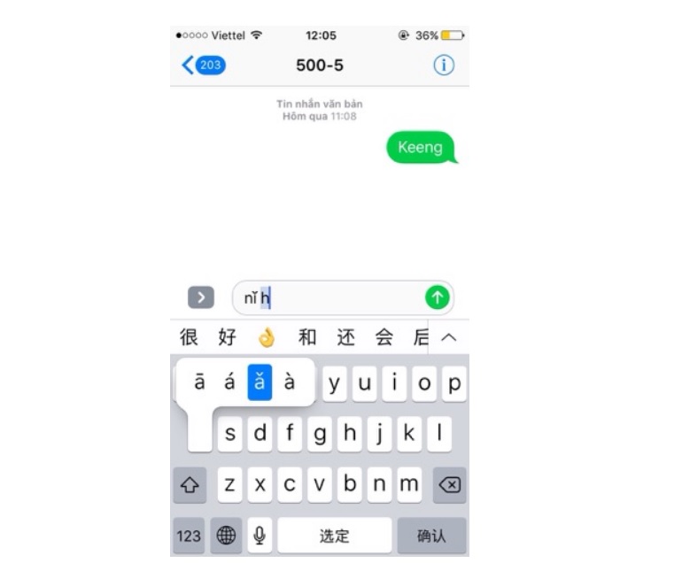 Cách gõ pinyin có dấu trên điện thoại iphone