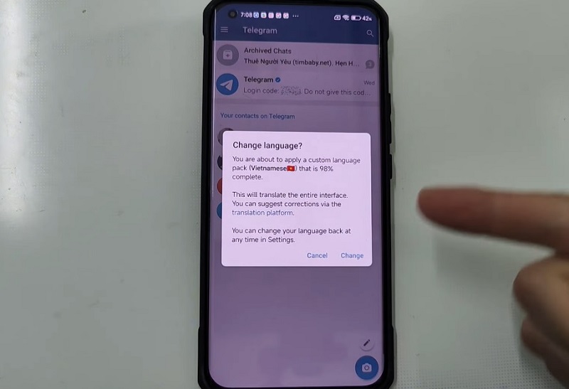 Hướng dẫn cài tiếng việt cho Telegram trên điện thoại
