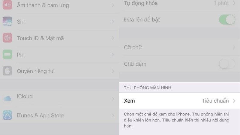 Cài đặt màn hình tiêu chuẩn trên iPhone