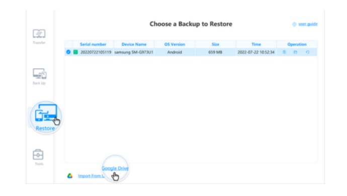 Sử dụng Mobitrix - sao lưu qua Google Drive