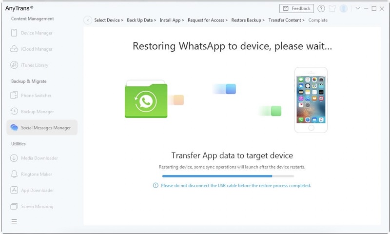 Sử dụng AnyTrans chuyển dữ liệu WhatsApp từ Android sang iPhone