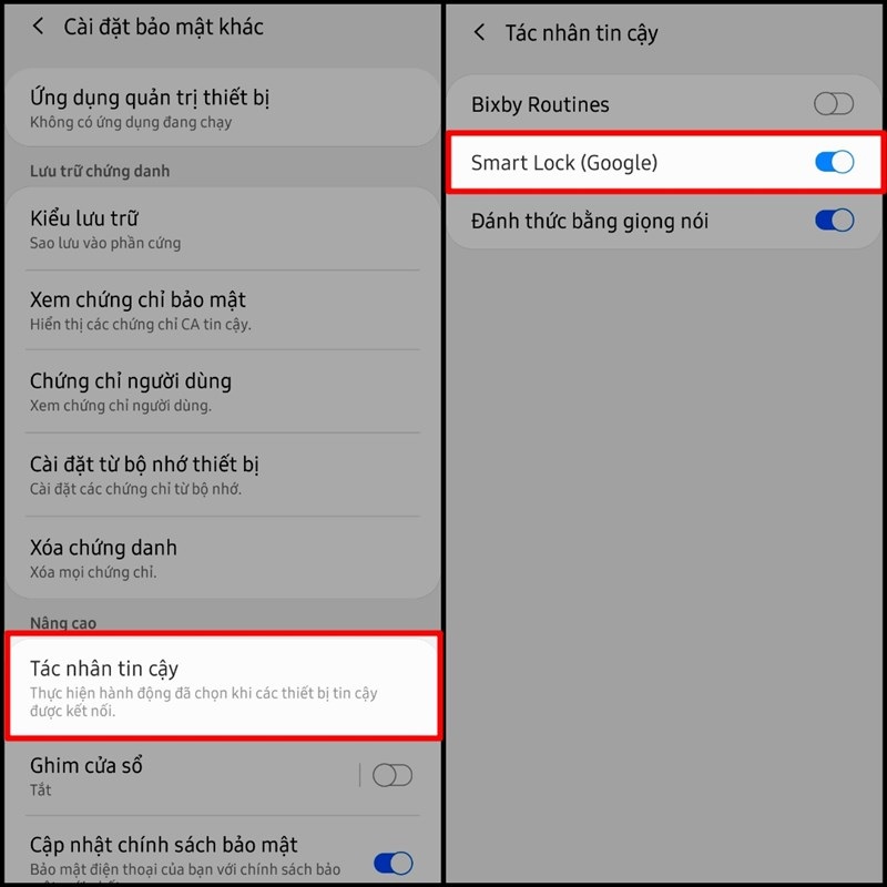 Cách mở khóa điện thoại Samsung bằng Smart Lock