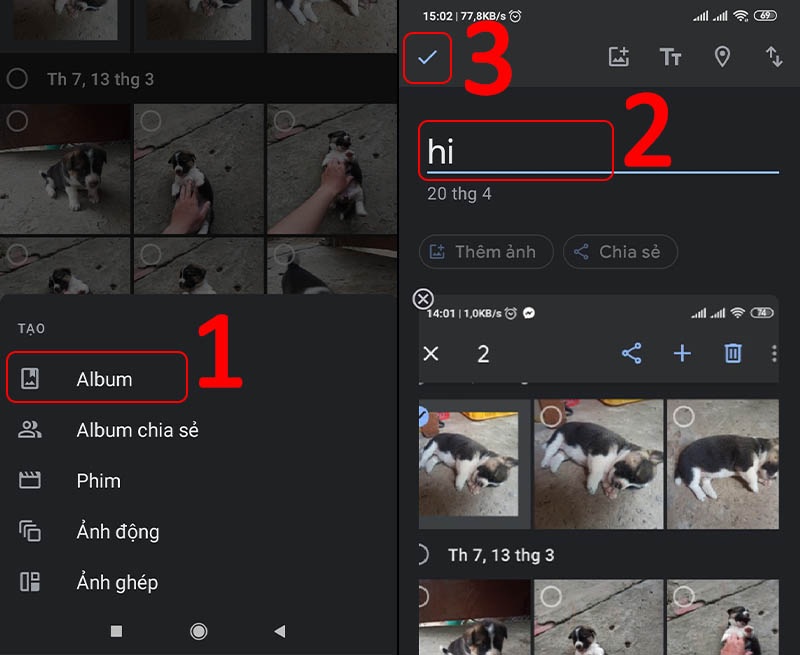 Tạo File ảnh trên điện thoại bằng cách tạo album