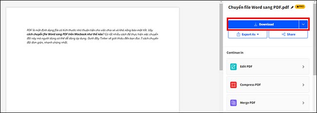 Cách chuyển file Word sang PDF trên Macbook bằng Smallpdf.com