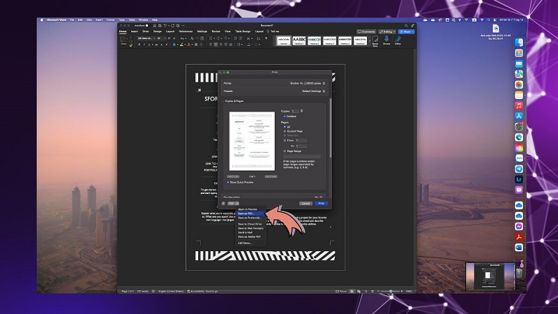 Chuyển file Word sang PDF trên Macbook bằng cách sử dụng Print trong Microsoft Word