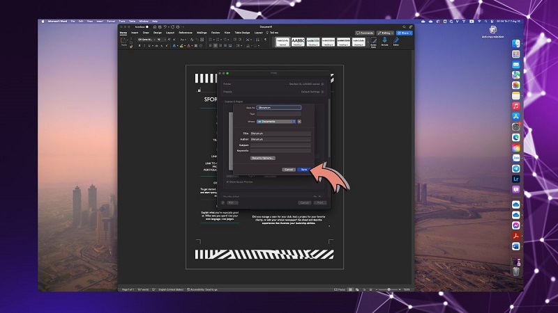 Chuyển file Word sang PDF trên Macbook bằng cách sử dụng Print trong Microsoft Word