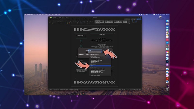Cách chuyển file Word sang PDF trên Macbook