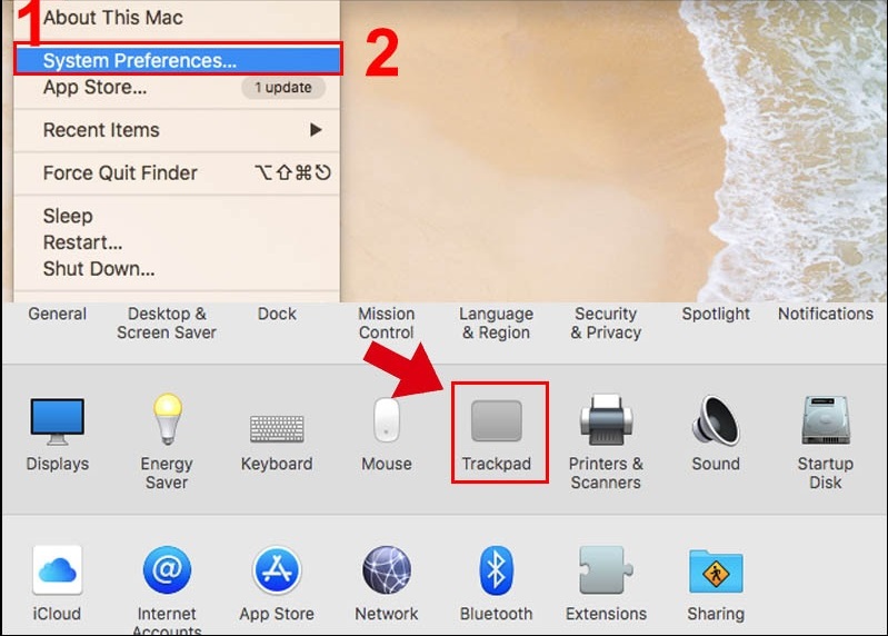 Dùng 2 ngón tay để bấm chuột phải trên Macbook
