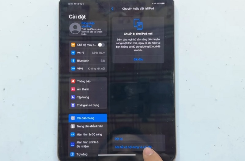 Sửa lỗi iPad sạc không vào pin bằng cách khôi phục cài đặt gốc