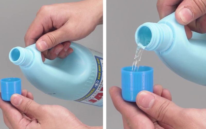 bảo vệ dây sạc Macbook Bước 2: Pha loãng một lượng nhỏ dung dịch Javel (khoảng nửa nắp chai) với nước trong một chậu nhỏ