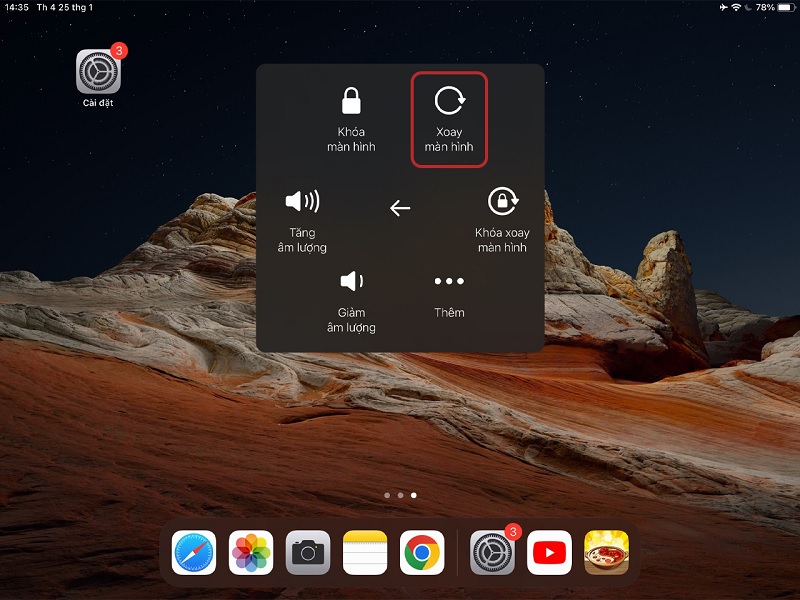 Cách xoay màn hình iPad qua nút Home