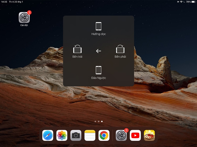 Xoay màn hình iPad qua nút Home