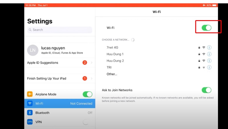 Sửa lỗi iPad không kết nối được wifi​ bằng cách kết nối lại wifi cho iPad cũ