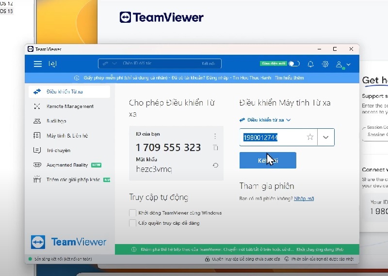 Phần mềm Teamviewer điều khiển MacBook từ xa